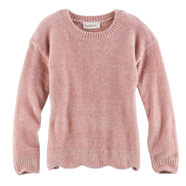 Girls 7-16 & Plus Size Cloud Chaser Chenille Scalloped Sweater, Size: L Plus, Brt Pink