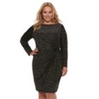 Plus Size Jennifer Lopez Glitter Ruched Cascade Dress, Women's, Size: 3xl, Black
