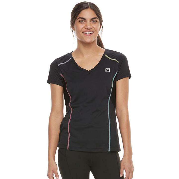 Women's Fila Sport&reg; Essential V-neck Short Sleeve Tee, Size: Small, Black
