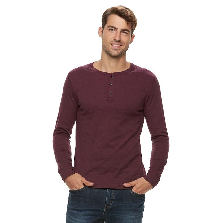 Men's Apt. 9&reg; Soft Touch Slubbed Henley, Size: Small, Red