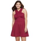 Juniors' Plus Size Candie's&reg; Cross Body Skater Dress, Teens, Size: 1xl, Red