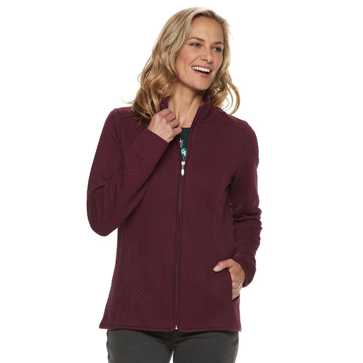 Petite Croft & Barrow&reg; Quilted Jacket, Women's, Size: L Petite, Dark Red