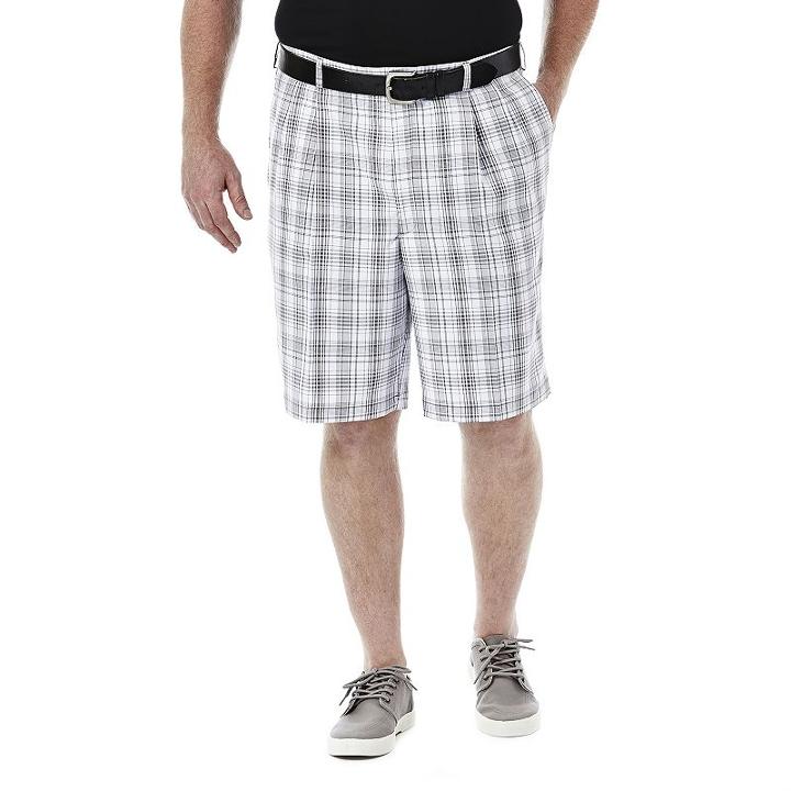 Big & Tall Haggar Classic-fit Plaid Expandable Waistband Shorts, Men's, Size: 52, Med Grey