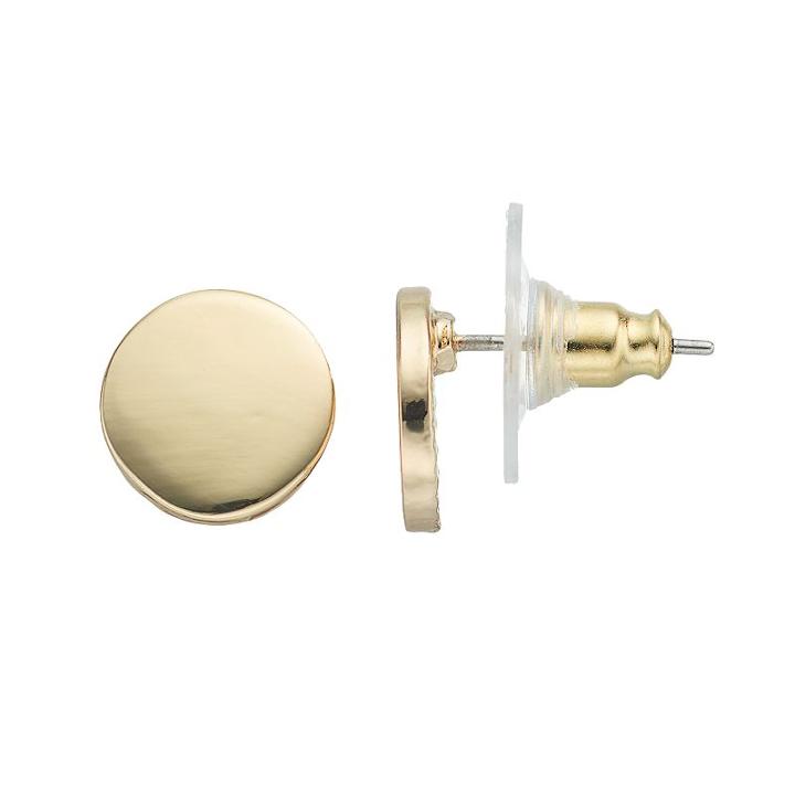 Lc Lauren Conrad Gold Tone Disc Stud Earrings, Women's