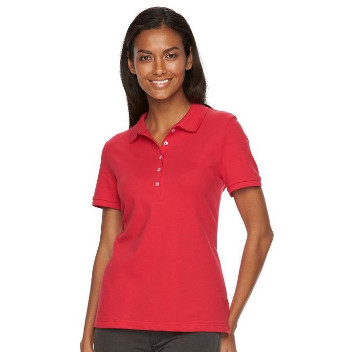 Women's Croft & Barrow&reg; Classic Solid Polo, Size: Medium, Pink