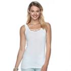 Juniors' So&reg; Double Scoop Crisscross Tank, Girl's, Size: Large, White