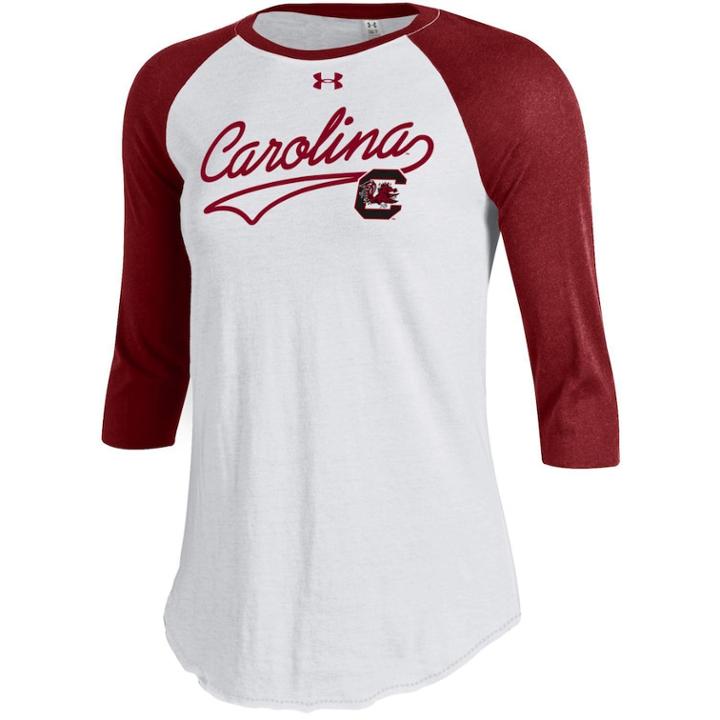 Women's Under Armour South Carolina Gamecocks Raglan Baseball Tee, Size: Xxl, Red