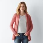 Women's Sonoma Goods For Life&trade; Ribbed Trim Cardigan, Size: Xs, Light Red