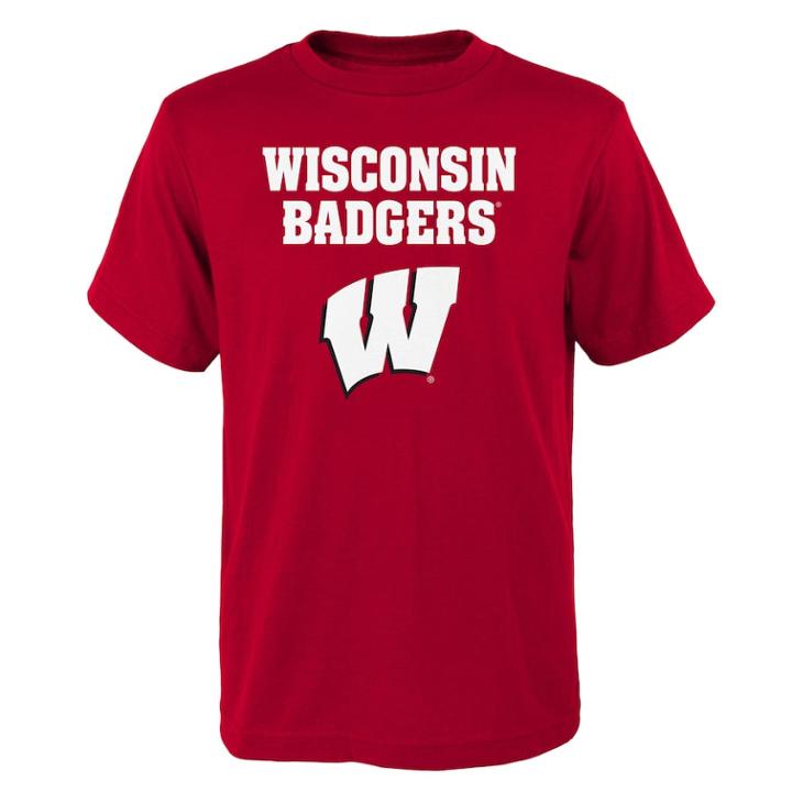 Boys' 4-18 Wisconsin Badgers Goal Line Tee, Size: 8-10, Dark Red