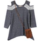 Girls 7-16 Speechless Ribbed Cold-shoulder Sweater, Size: Large, Blue (navy)