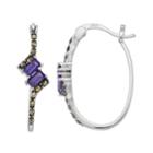 Tori Hill Sterling Silver Marcasite & Purple Glass Hoop Earrings, Women's