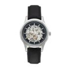 Armitron Men's Leather Automatic Skeleton Watch - 20/5169bksvbk, Size: Large, Black
