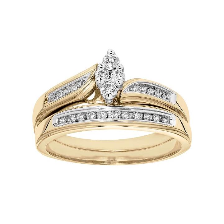Cherish Always Certified Diamond Marquise Engagement Ring Set In 10k Gold (1/4 Carat T.w.), Women's, Size: 7, White