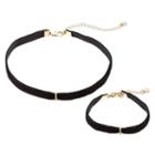 Lc Lauren Conrad Cubic Zirconia Bar Black Cord Choker Necklace & Bracelet Set, Women's