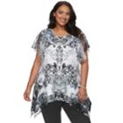 Plus Size World Unity Flutter Sleeve Sharkbite Top, Women's, Size: 2xl, Grey (charcoal)
