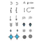 Mudd&reg; Moon, Kite, Triangle, Flower, Elephant, Hamsa & Disc Stud & Hoop Earring Set, Women's, Turq/aqua