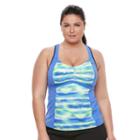 Plus Size Nike Gleam Snakeskin Racerback Tankini Top, Women's, Size: 3xl, Blue Other