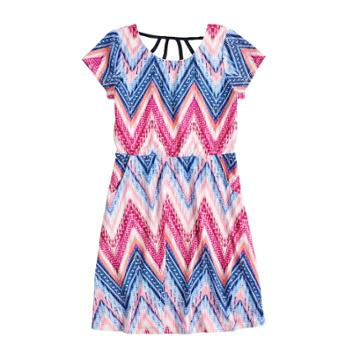 Girls 7-16 Three Pink Hearts Strappy Skater Dress, Size: 14, Dark Blue