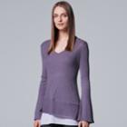 Women's Simply Vera Vera Wang Asymmetrical Mock-layer Ribbed Top, Size: Medium, Med Purple