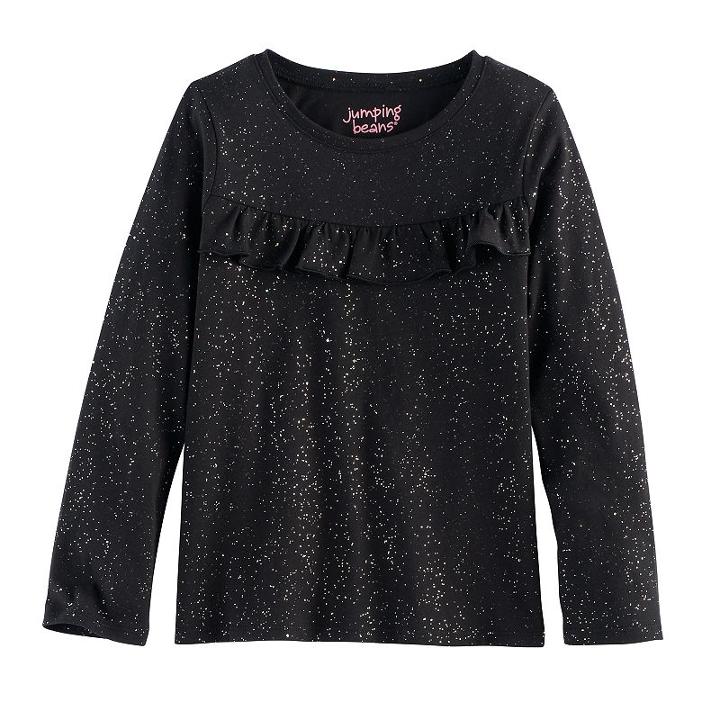 Girls 4-10 Jumping Beans&reg; Ruffle Yoke Tee, Size: 6, Black