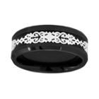 Black Ceramic And White Immersion-plated Stainless Steel Band - Men, Size: 9, Multicolor