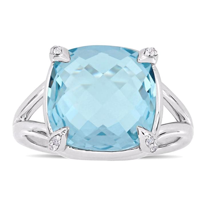 Stella Grace Sterling Silver Sky Blue Topaz & White Topaz Ring, Women's, Size: 9