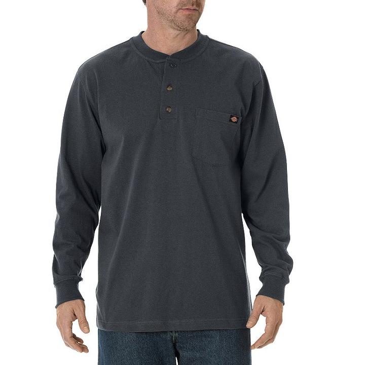 Big & Tall Dickies Heavyweight Henley, Men's, Size: L Tall, Med Grey