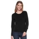 Women's Napa Valley Crewneck Cable-knit Sweater, Size: Xl, Black