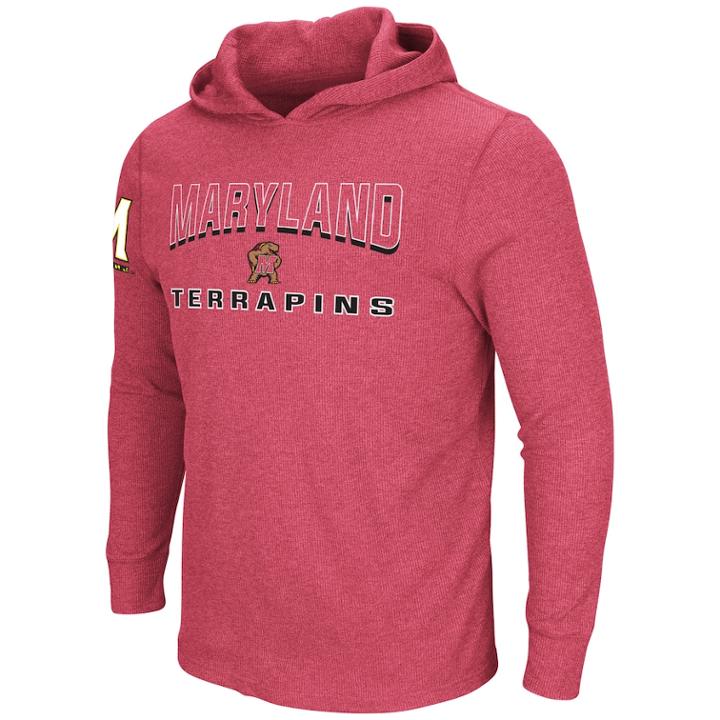 Men's Maryland Terrapins Thermal Hooded Tee, Size: Large, Dark Red