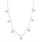 Two Tone 14k Gold 1/3 Carat T.w. Diamond Star Station Necklace, Women's, Size: 18, White