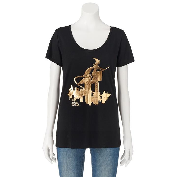 Juniors' J.k. Rowling Fantastic Beasts Metallic Graphic Tee, Girl's, Size: Large, Black