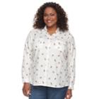Plus Size Croft & Barrow&reg; Flannel Plaid Button-down Shirt, Women's, Size: 2xl, White