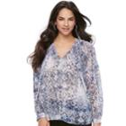 Women's Jennifer Lopez Printed Peasant Top, Size: Small, Lt Green