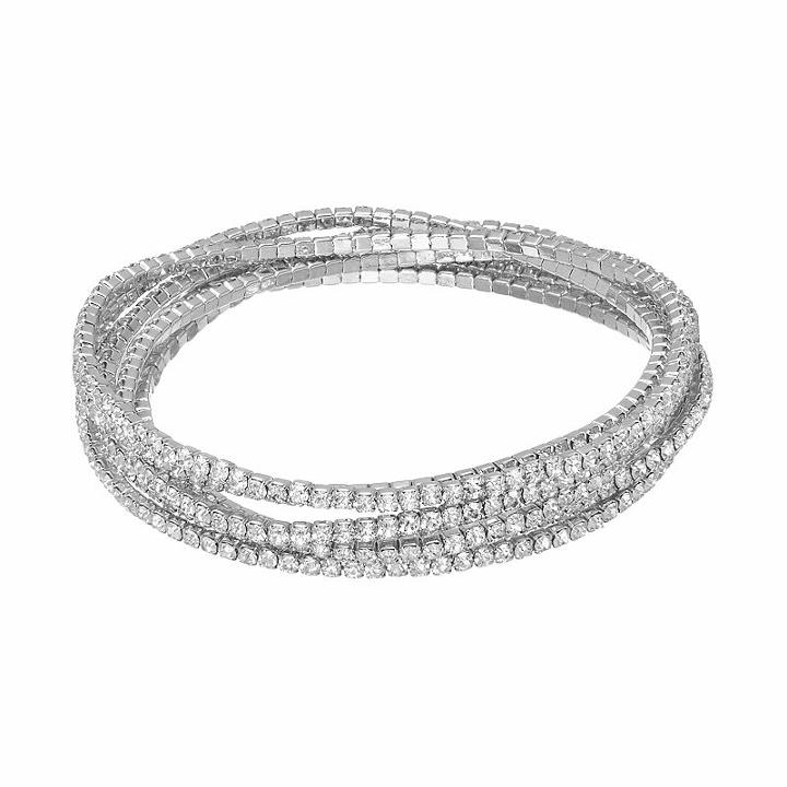Chaps Cup Chain Stretch Bracelet Set, Women's, Silver
