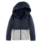 Girls 4-16 So&reg; Mixed Media Fleece Lined Rain Jacket, Size: 4-5, Blue (navy)