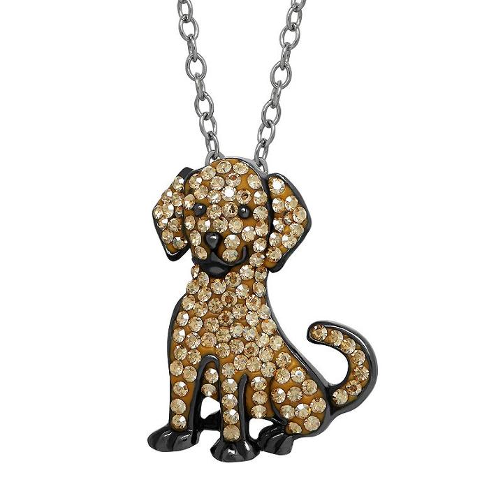 Animal Planet Sterling Silver Crystal Golden Retriever Pendant, Women's, Size: 18, Yellow