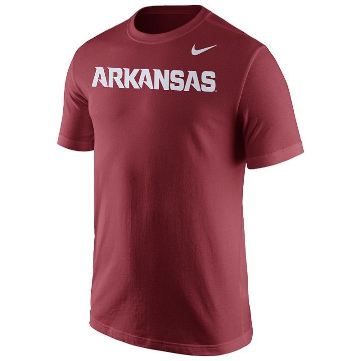 Nike, Men's Arkansas Razorbacks Wordmark Tee, Size: Small, Red