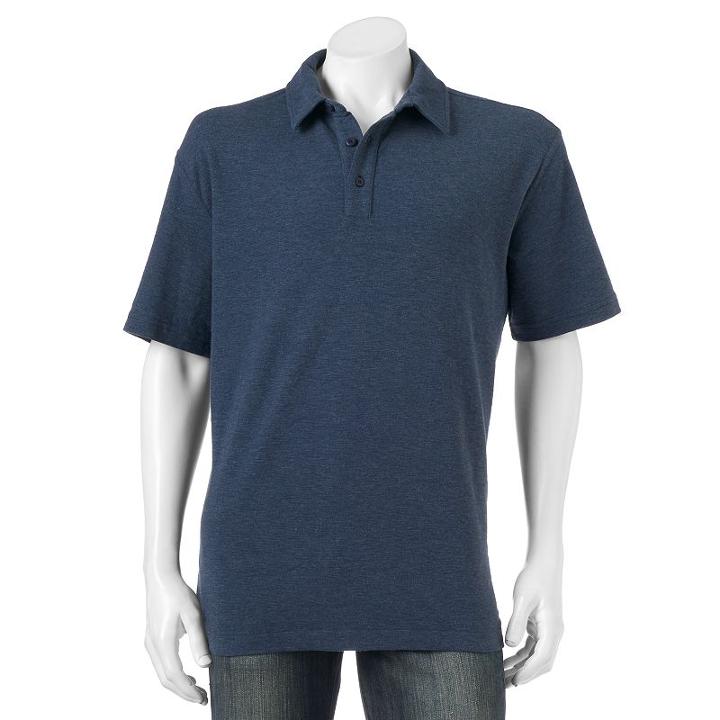 Men's Woolrich Tall Pine Classic-fit Slubbed Polo, Size: Large, Dark Blue