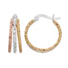 Primavera Tri-tone Sterling Silver Triple Hoop Earrings, Women's, Gold