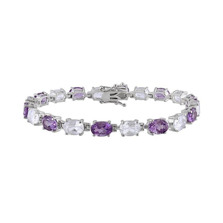 Sterling Silver Amethyst And Lab-created White Sapphire Bracelet, Women's, Size: 7.25, Purple