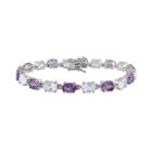 Sterling Silver Amethyst And Lab-created White Sapphire Bracelet, Women's, Size: 7.25, Purple