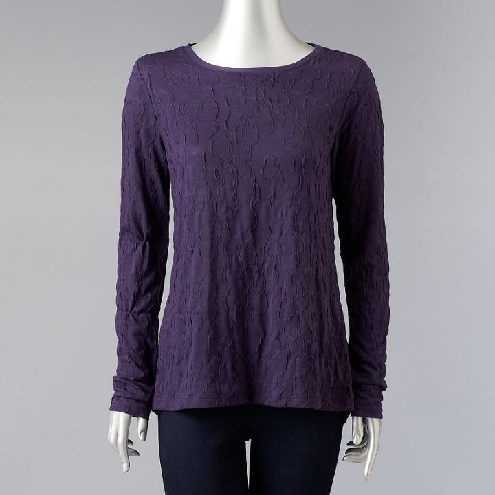Women's Simply Vera Vera Wang Windy Floral Tee, Size: Medium, Purple
