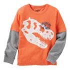 Boys 4-12 Oshkosh B'gosh&reg; Dinosaur Skelton Glow In The Dark Tee, Size: 5, Orange
