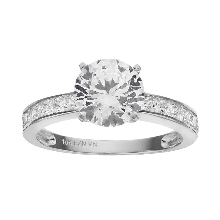 Cubic Zirconia 10k Gold Ring, Women's, Size: 8, White