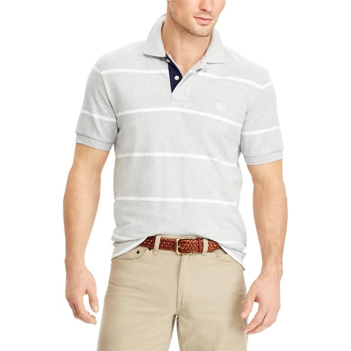 Men's Chaps Classic-fit Striped Polo, Size: Xxl, Grey