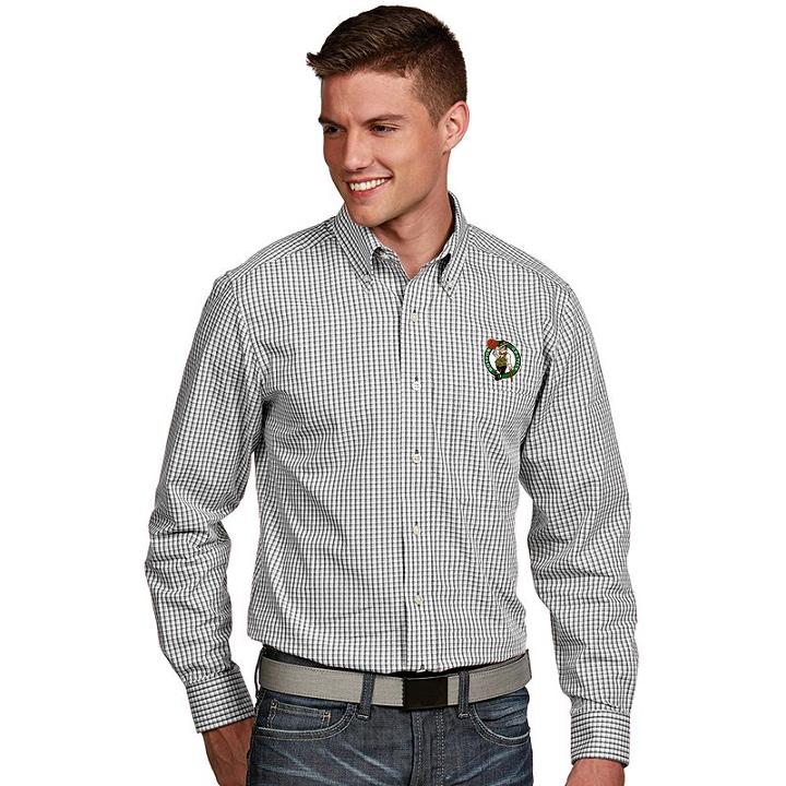 Men's Antigua Boston Celtics Associate Plaid Button-down Shirt, Size: Large, Natural