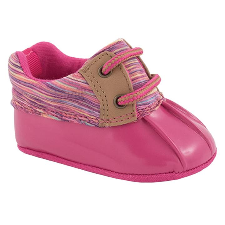 Baby Girl Wee Kids Navy Knit Low Duck Boot Crib Shoes, Size: 3, Dark Pink