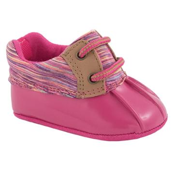 Baby Girl Wee Kids Navy Knit Low Duck Boot Crib Shoes, Size: 3, Dark Pink