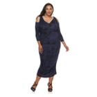 Plus Size Jennifer Lopez Ruched Cold-shoulder Sheath Dress, Women's, Size: 2xl, Dark Blue