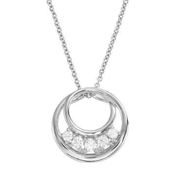 Diamonluxe Sterling Silver Simulated Diamond Circle Pendant, Women's, Size: 18, White